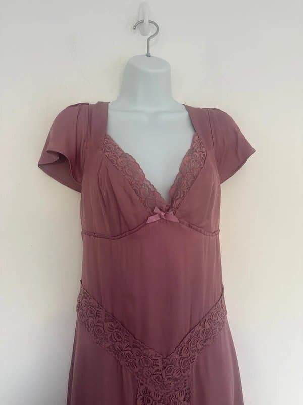 Free People New ( no tag) Free People Dusty Pink/purple Lace Midi Dress Nostalgia Rose- L : UK 14- RRP £180