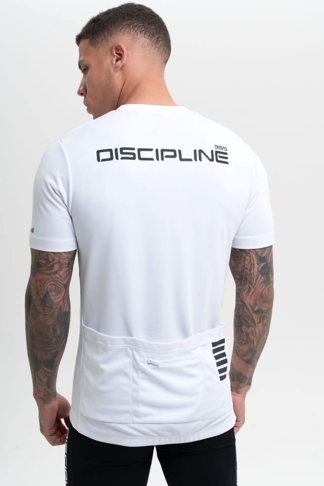 Discipline 365 Discipline 365 Men's Discipline Cycle Jersey with Zip Through Fastening & Reflective Detail in White - 2