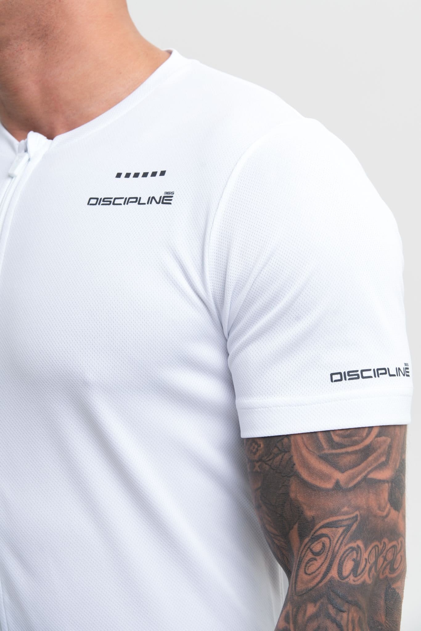 Discipline 365 Discipline 365 Men's Discipline Cycle Jersey with Zip Through Fastening & Reflective Detail in White - 4