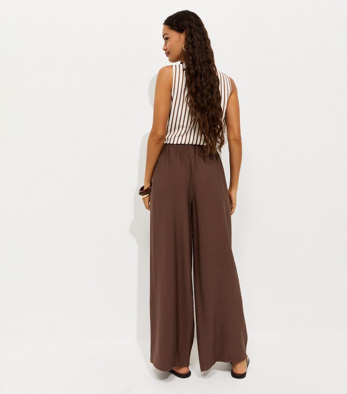 New Look Women's Petite Dark Brown Wide Leg Drawstring Trousers New Look - 4