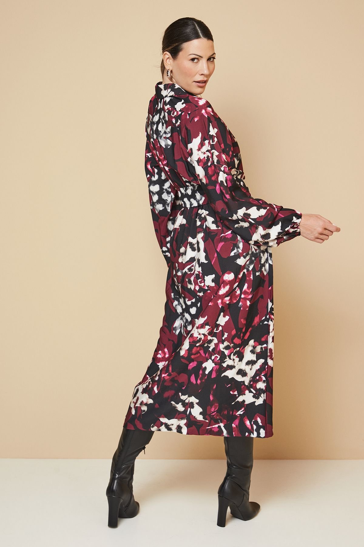 Wallis Wallis Women's Floral Mix Print D Ring Shirt Dress in Berry - 3