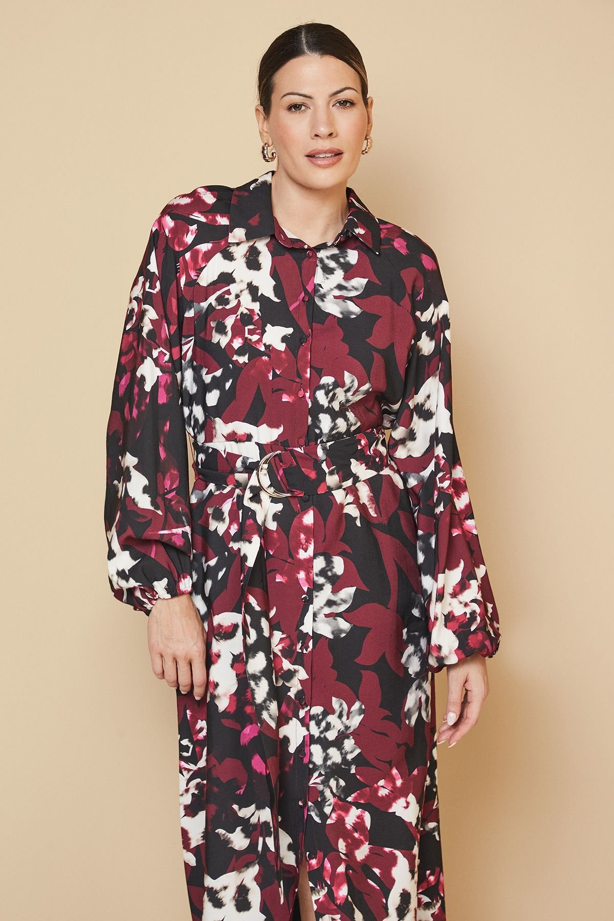 Wallis Wallis Women's Floral Mix Print D Ring Shirt Dress in Berry - 4