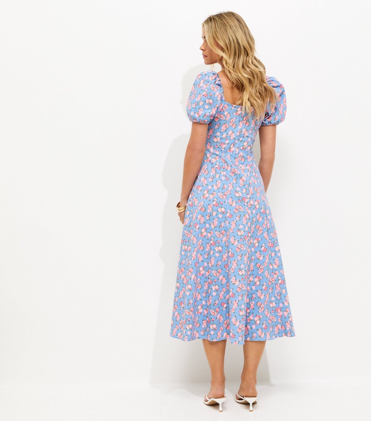 New Look Women's Petite Blue Rose Print Milkmaid Midi Dress New Look - 4