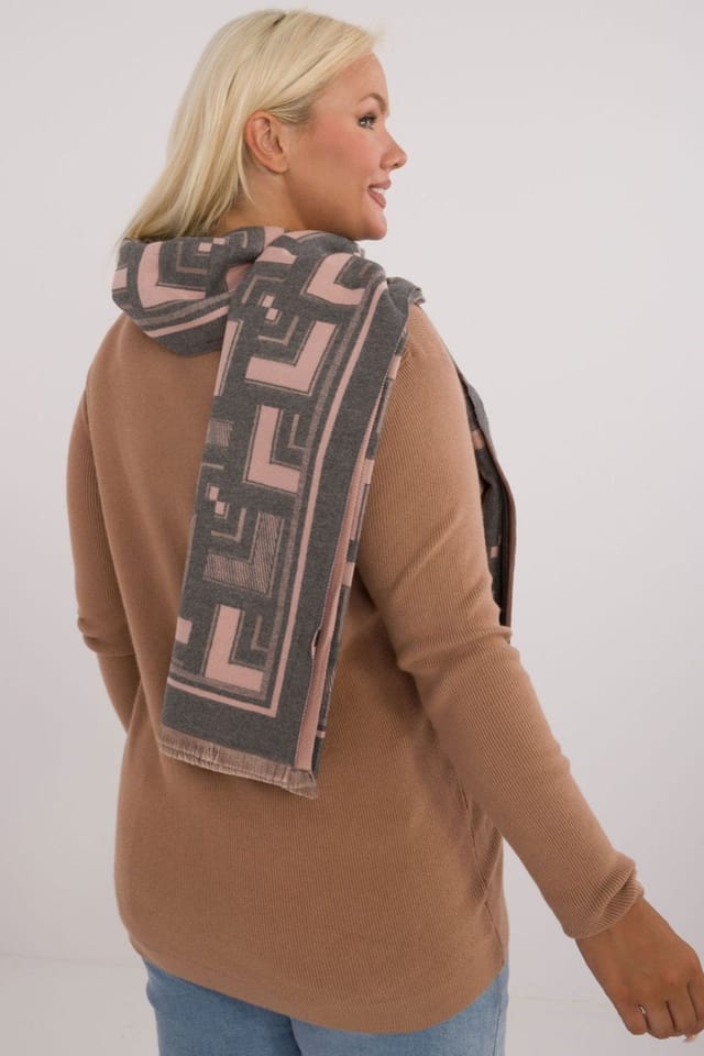Love Lace Love Lace Women's Soft Viscose Geometric Pattern Tassel Scarf for Winter Days in Grey - 3