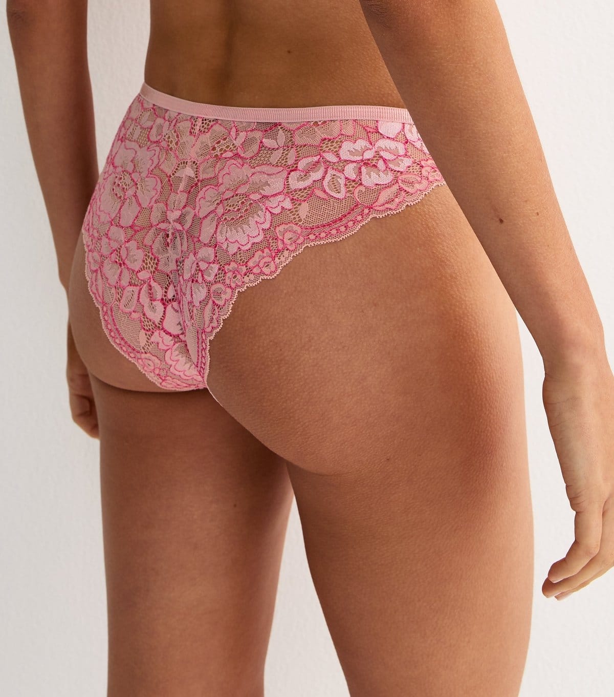 New Look Women's Pink Two Tone Lace Brazilian Briefs New Look - 4
