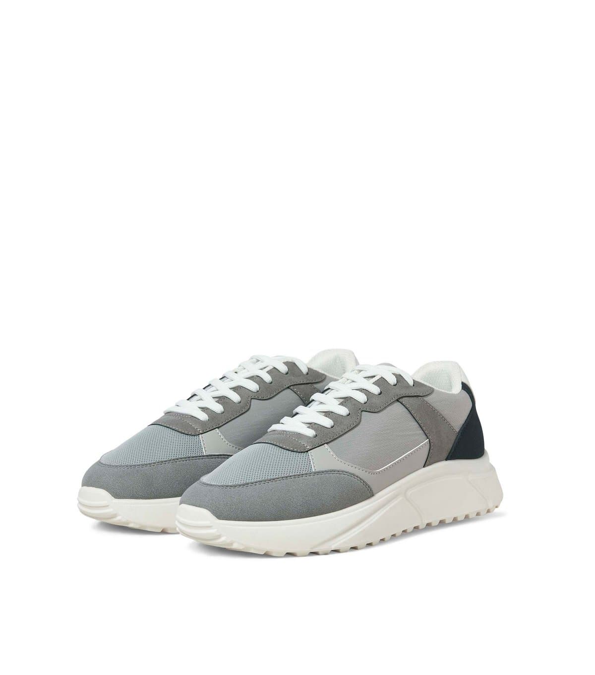 jack & jones Men's Light Grey Faux Suede and Leather Panelled Trainers Jack & Jones New Look