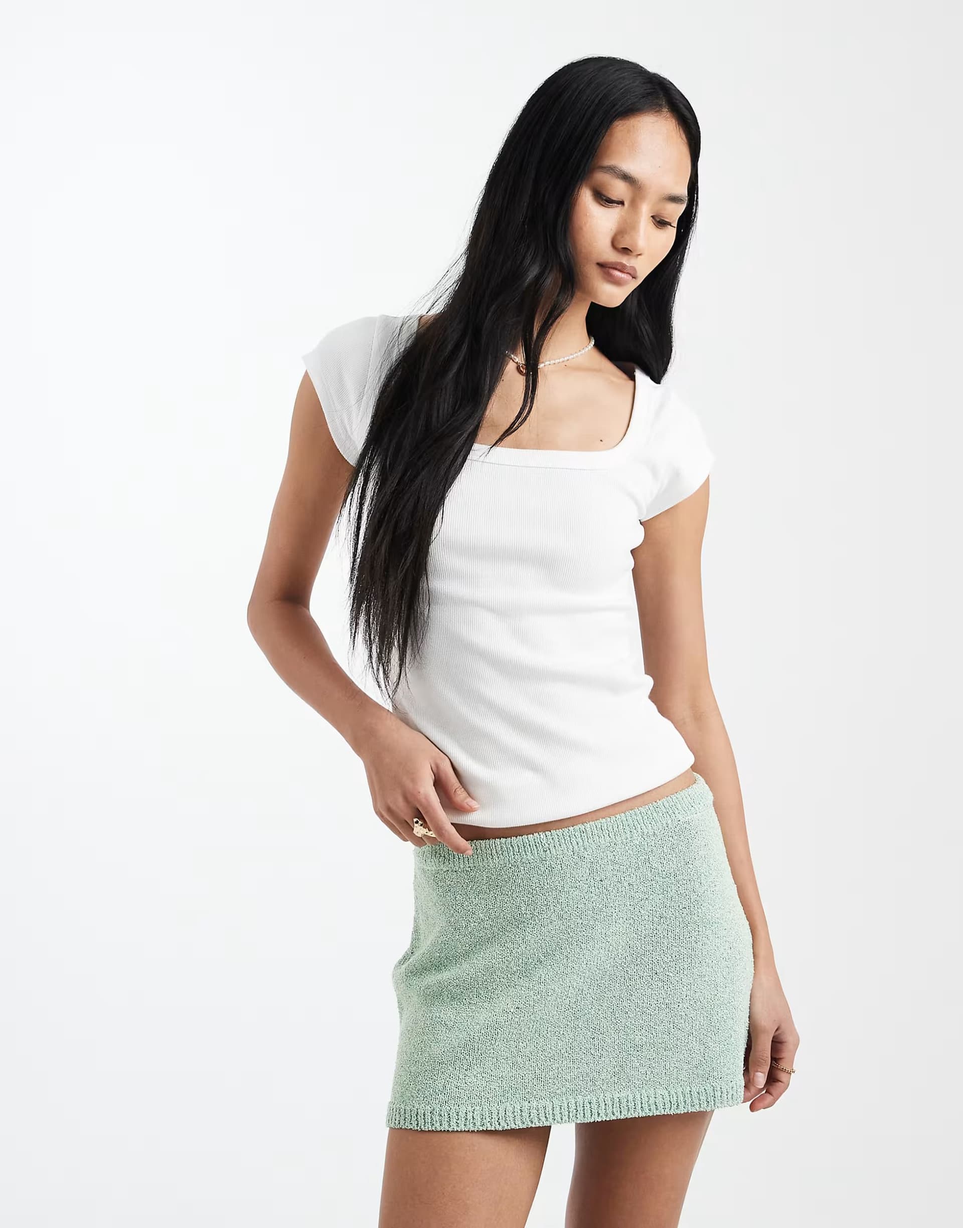 ASOS ASOS Matcha Sparkle Knit Mini Skirt