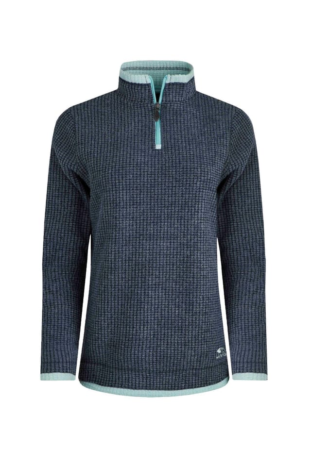 Weird Fish Weird Fish Women's Beye 1/4 Zip Grid Fleece in Mid Navy - 2