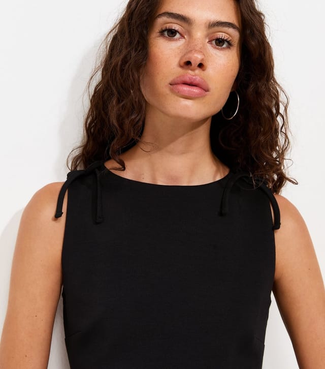 New Look Women's Black Ponte Shoulder Bow Sleeveless Mini Dress New Look - 3