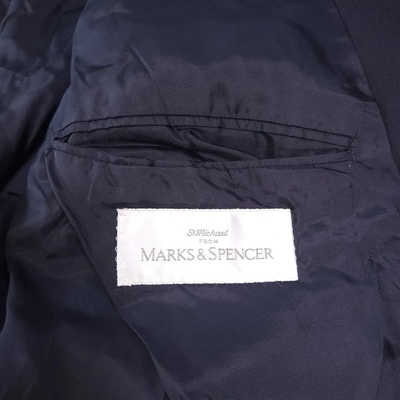 Marks & Spencer Marks & Spencer Wool Blend Blazer Jacket Mens 44L Regular Fit Navy Double