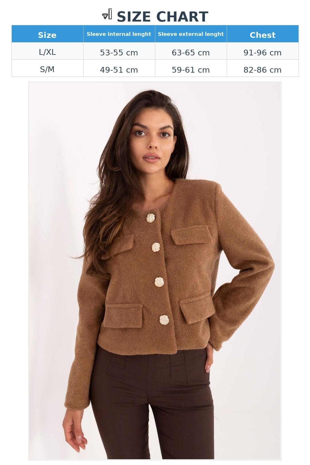 Love Lace Love Lace Women's Elegant Short Cut Polyester Jacket in Brown - 4