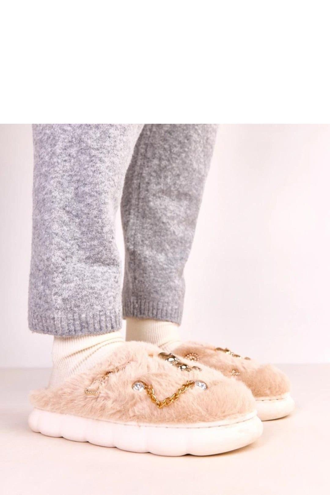 Love Lace Love Lace Beige Tracy Decorated Comfort Slippers