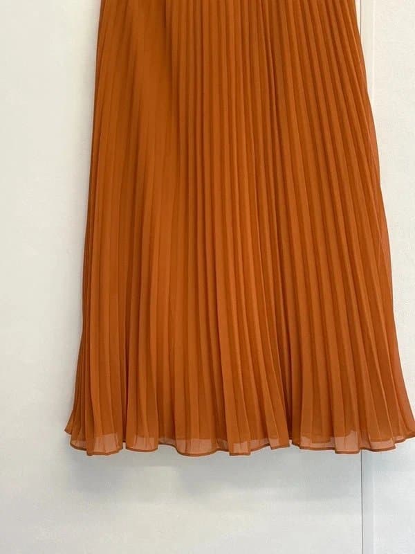 French Connection French connection coral orange pleated chiffon midi skirt S