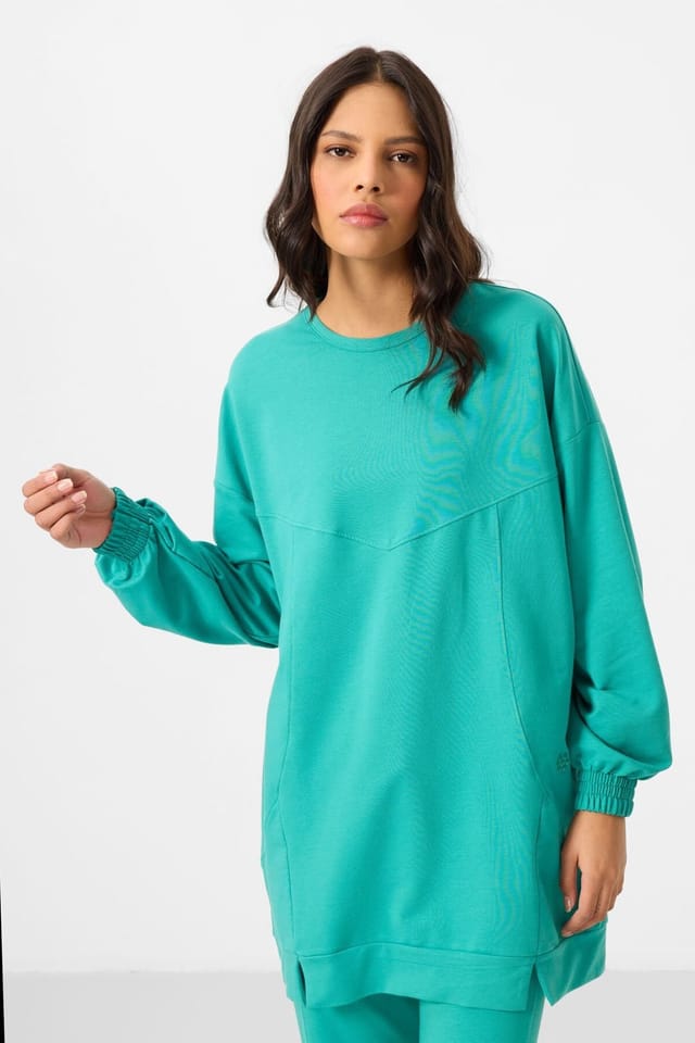 Tommy Life Tommy Life Women's Oversized Fleece Sweatshirt & Pants Set in Mint - 2