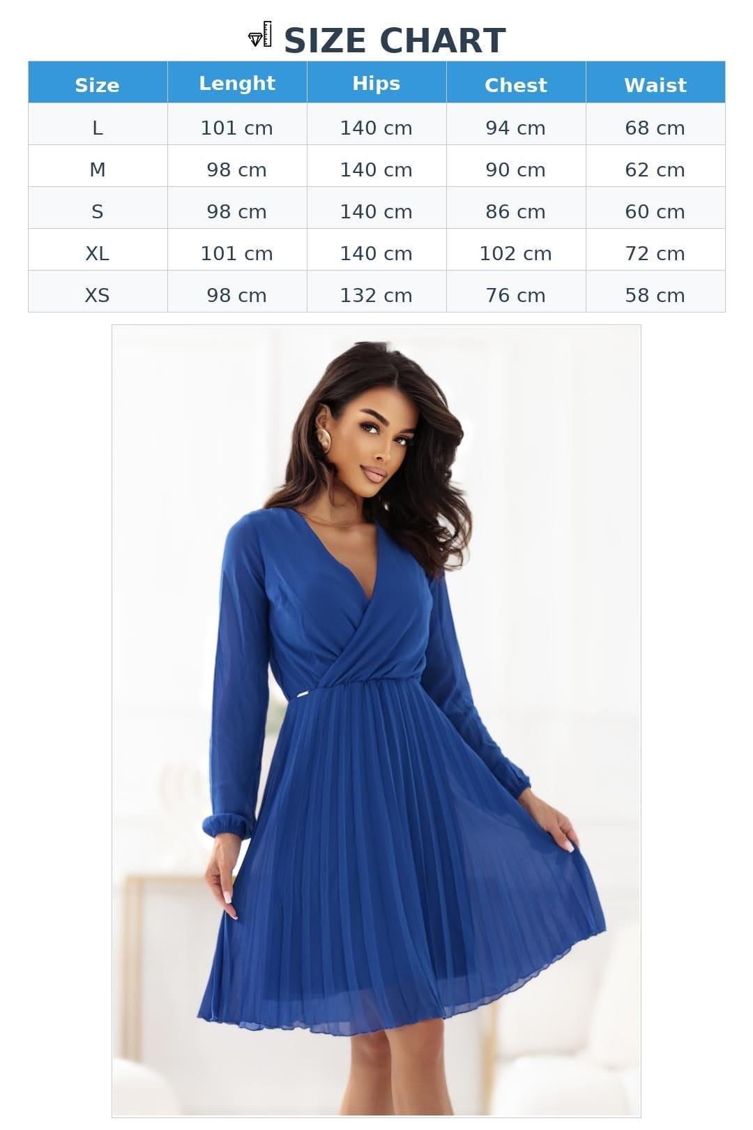 Love Lace Love Lace Women's Isabelle Pleated Cocktail Dress with V Neck in Blue - 4