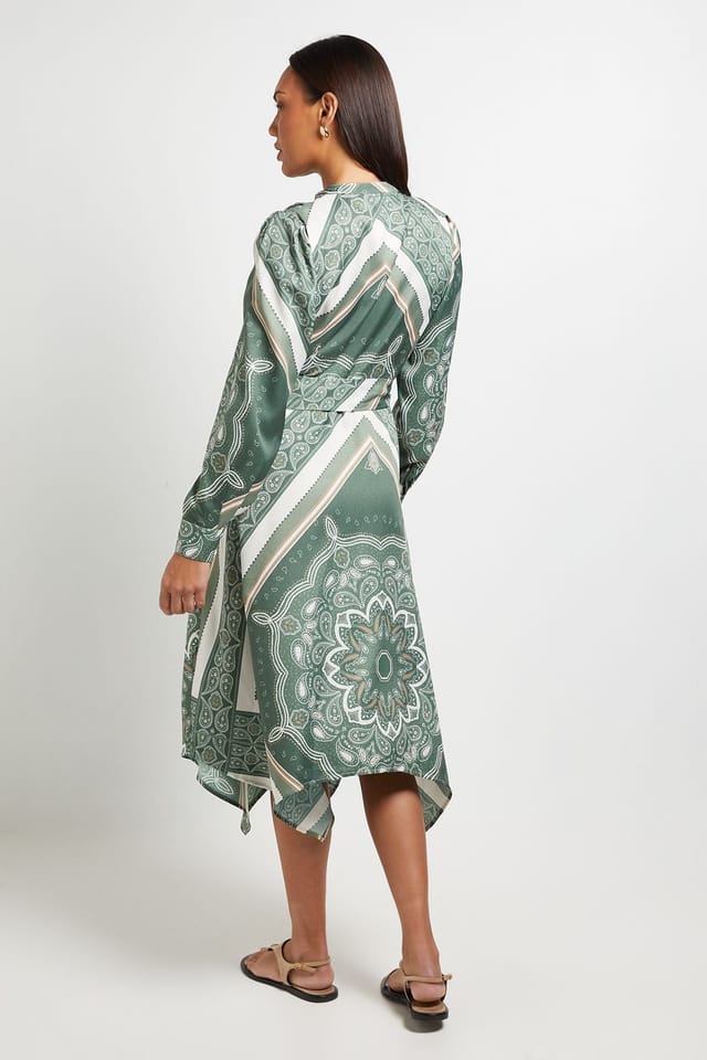 Principles Principles Women's Scarf Print Belted Shirt Dress in Olive - 3