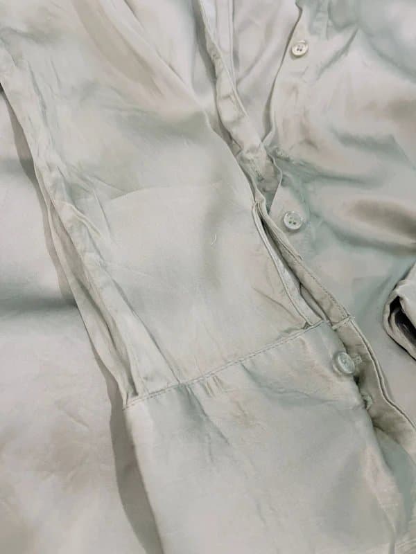 YAYA Women silk like khaki button up shirt