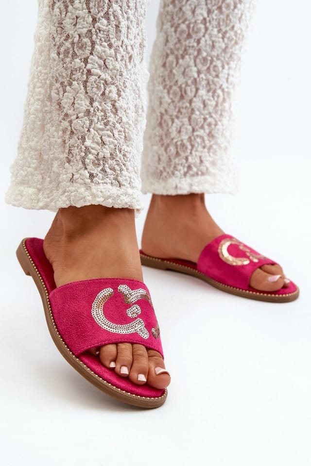 Love Lace Love Lace Women's Sequined Strap Flat Heel Flip Flops With Soft Comfort Insole in Pink - 3