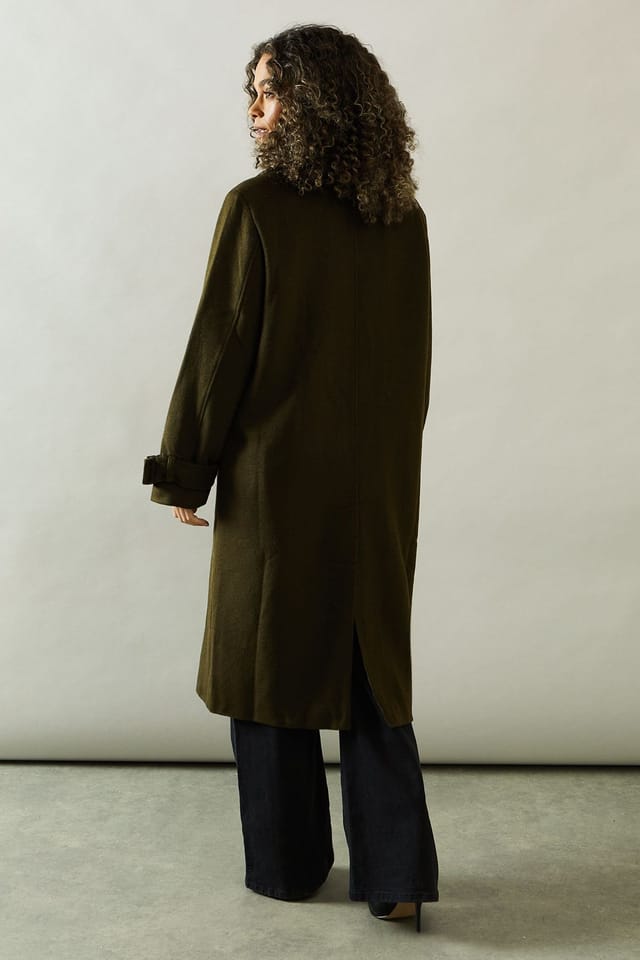 Wallis Wallis Women's Buckle Detail Double Breasted Coat in Khaki - 3