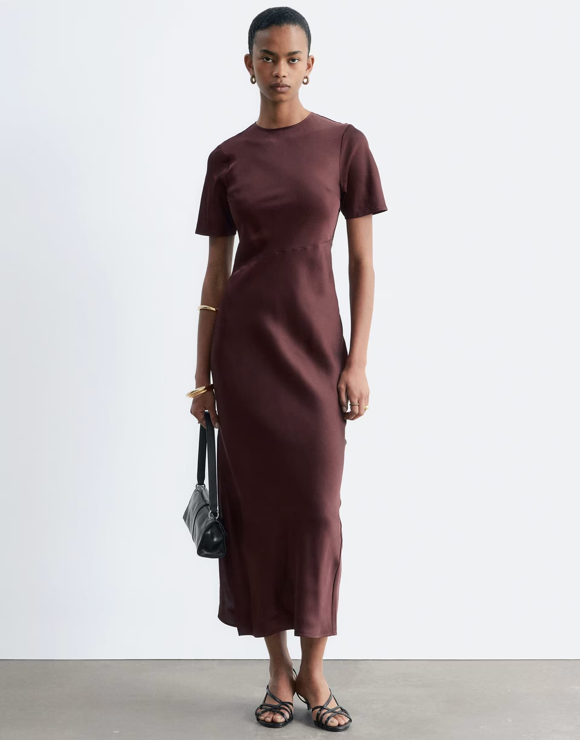 ASOS & Other Stories satin maxi dress in chocolate brown
