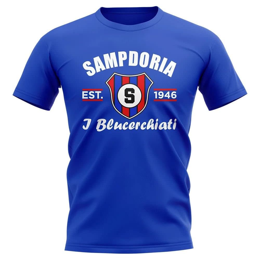 Sampdoria Sampdoria Men's Personalised Established Football T-Shirt in Blue