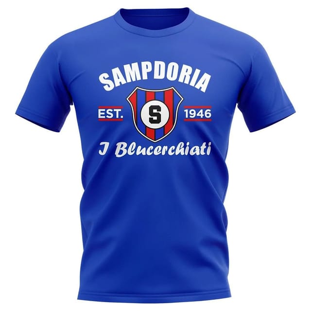 Sampdoria Sampdoria Men's Personalised Established Football T-Shirt in Blue - 2