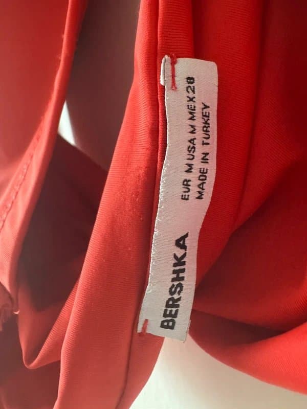 Bershka Upcycled Bershka backless red top with pom-poms