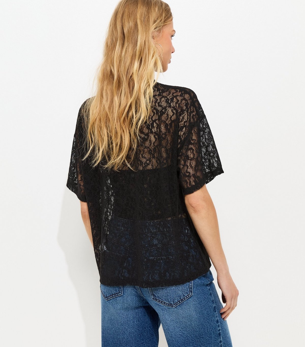 New Look Women's Black Oversized Lace Boxy Fit Top New Look - 4