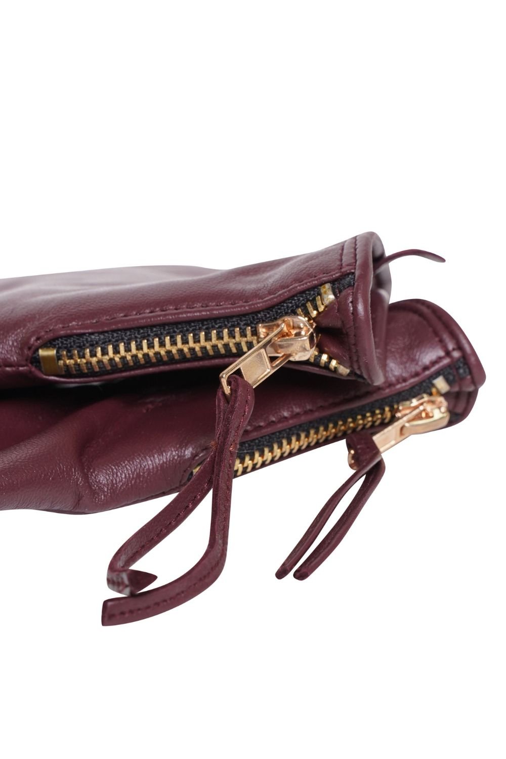 Barneys Originals Barneys Originals Women's Burgundy Leather Gloves - 2