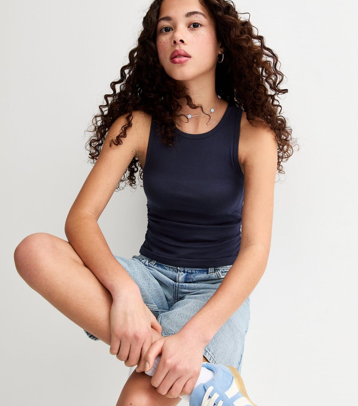 New Look New Look Navy Jersey Racer Vest Top