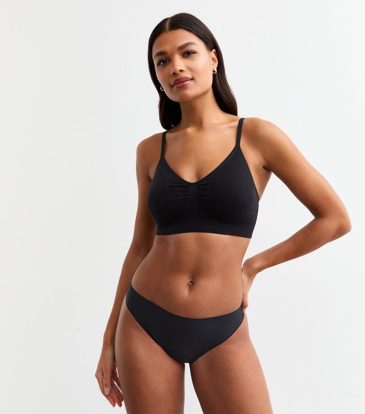 New Look Women's Black Seamless Ruched Bra New Look