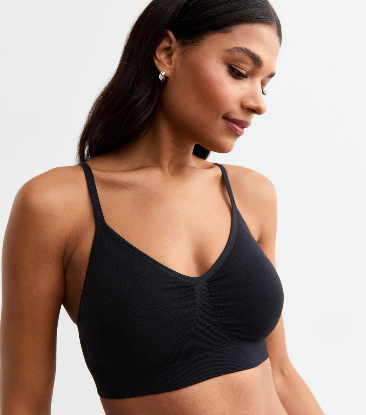 New Look Women's Black Seamless Ruched Bra New Look - 2