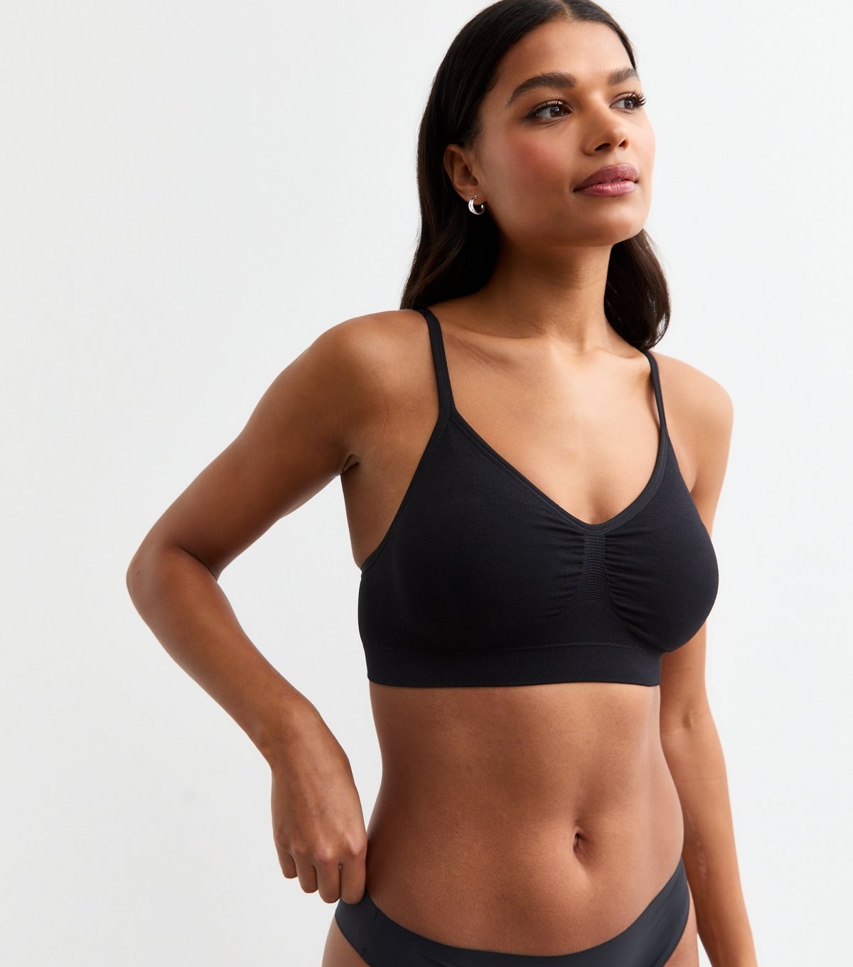 New Look Women's Black Seamless Ruched Bra New Look - 3