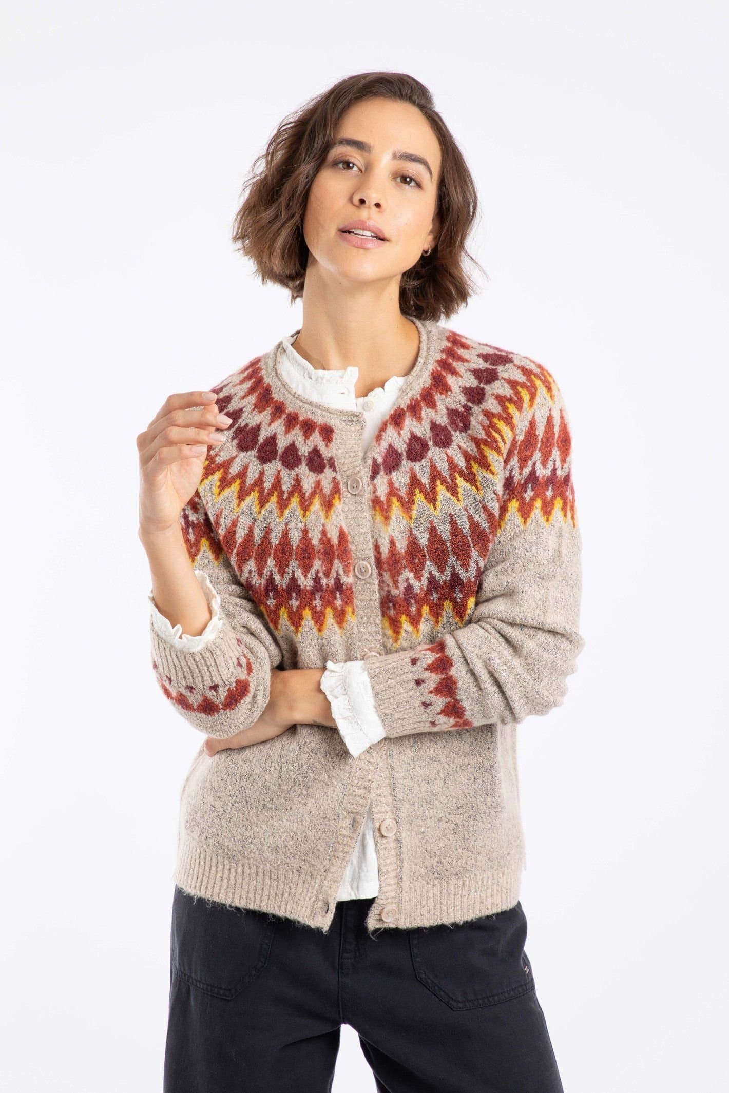 Weird Fish Weird Fish Women's Hatty Fair Isle Cardigan in Ivory