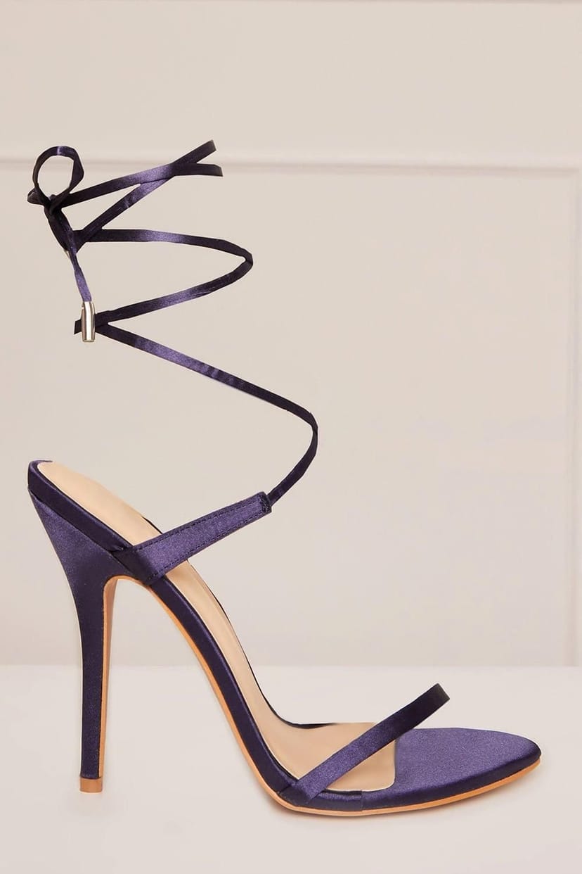chi chi london Chi Chi London Women's High Heel Lace Up Sandal in Navy - 1