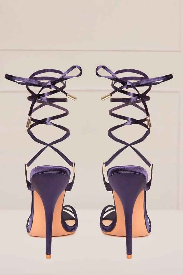 chi chi london Chi Chi London Women's High Heel Lace Up Sandal in Navy - 2