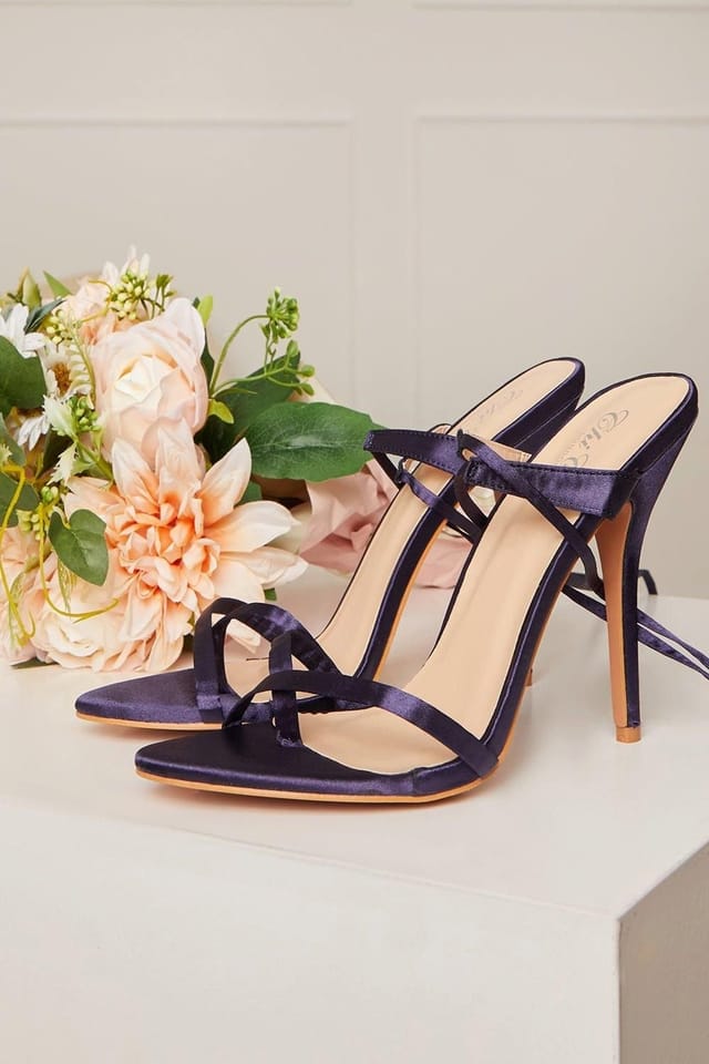 chi chi london Chi Chi London Women's High Heel Lace Up Sandal in Navy - 3