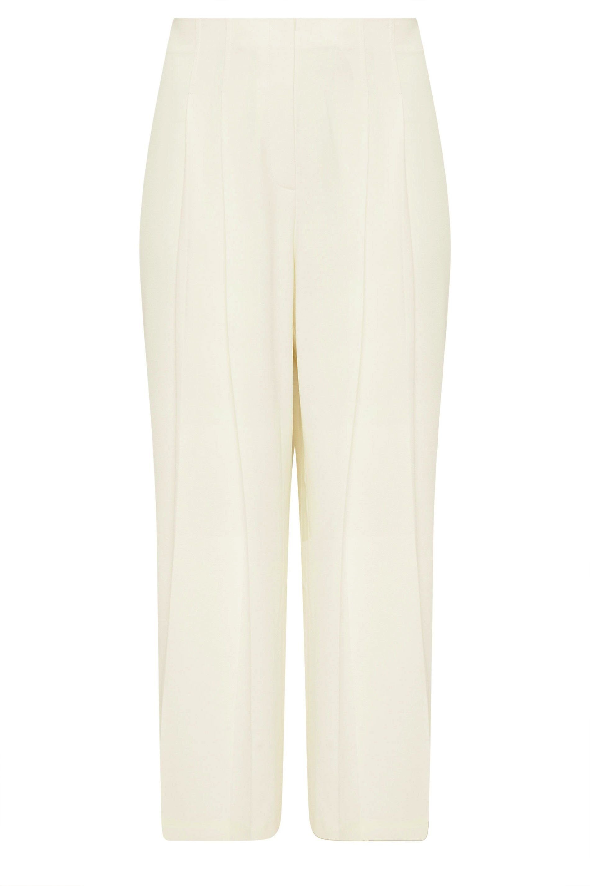 Evans Evans Women's Premium Pleat Front Occasion Trousers in Ivory - 2