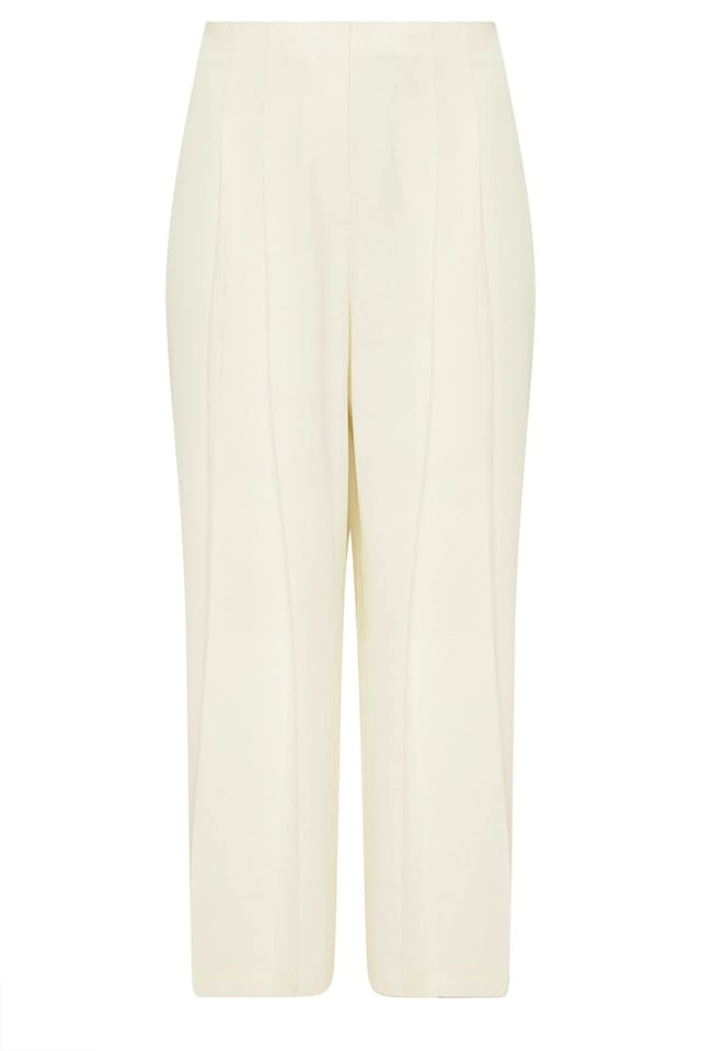 Evans Evans Women's Premium Pleat Front Occasion Trousers in Ivory - 2