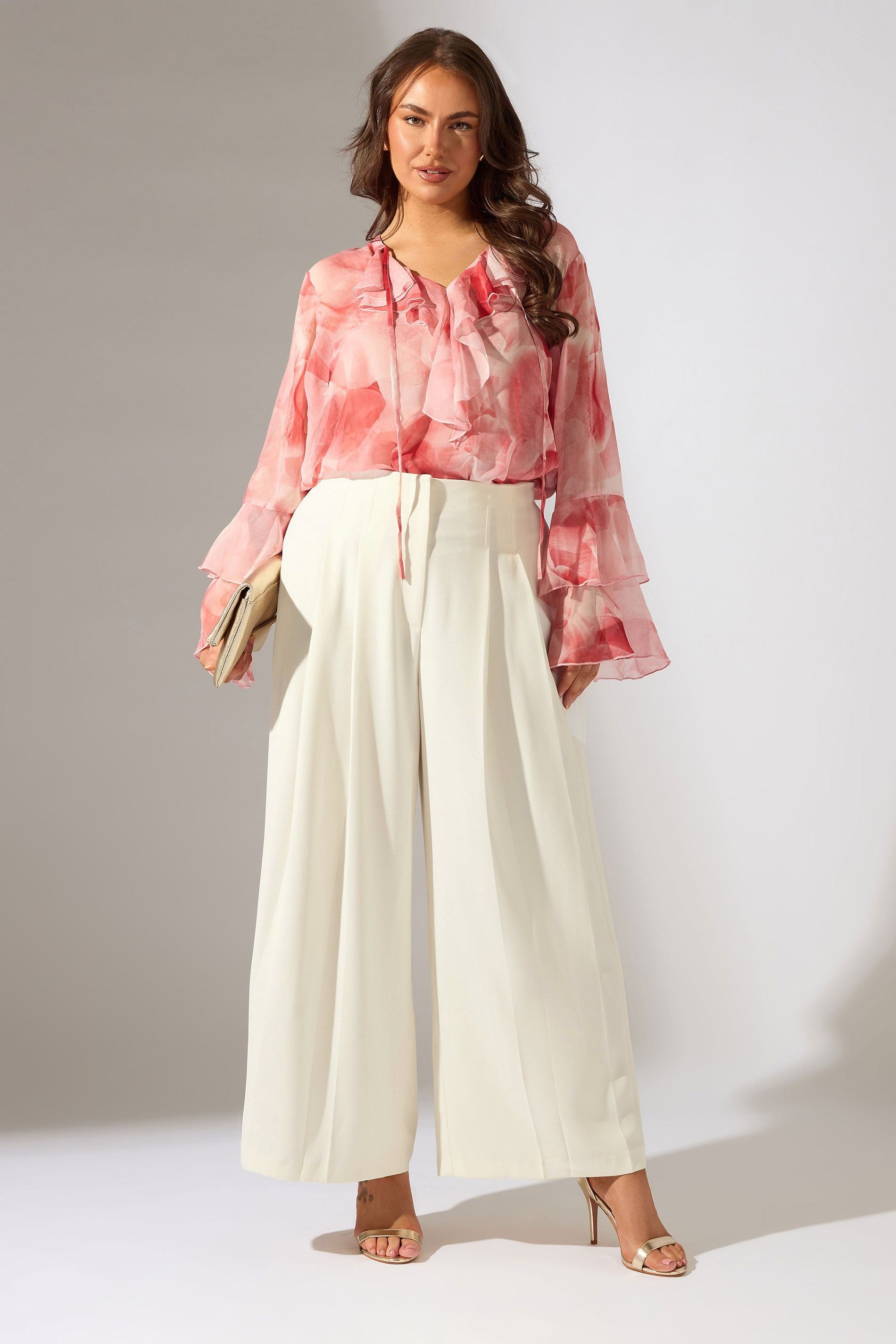 Evans Evans Women's Premium Pleat Front Occasion Trousers in Ivory - 4