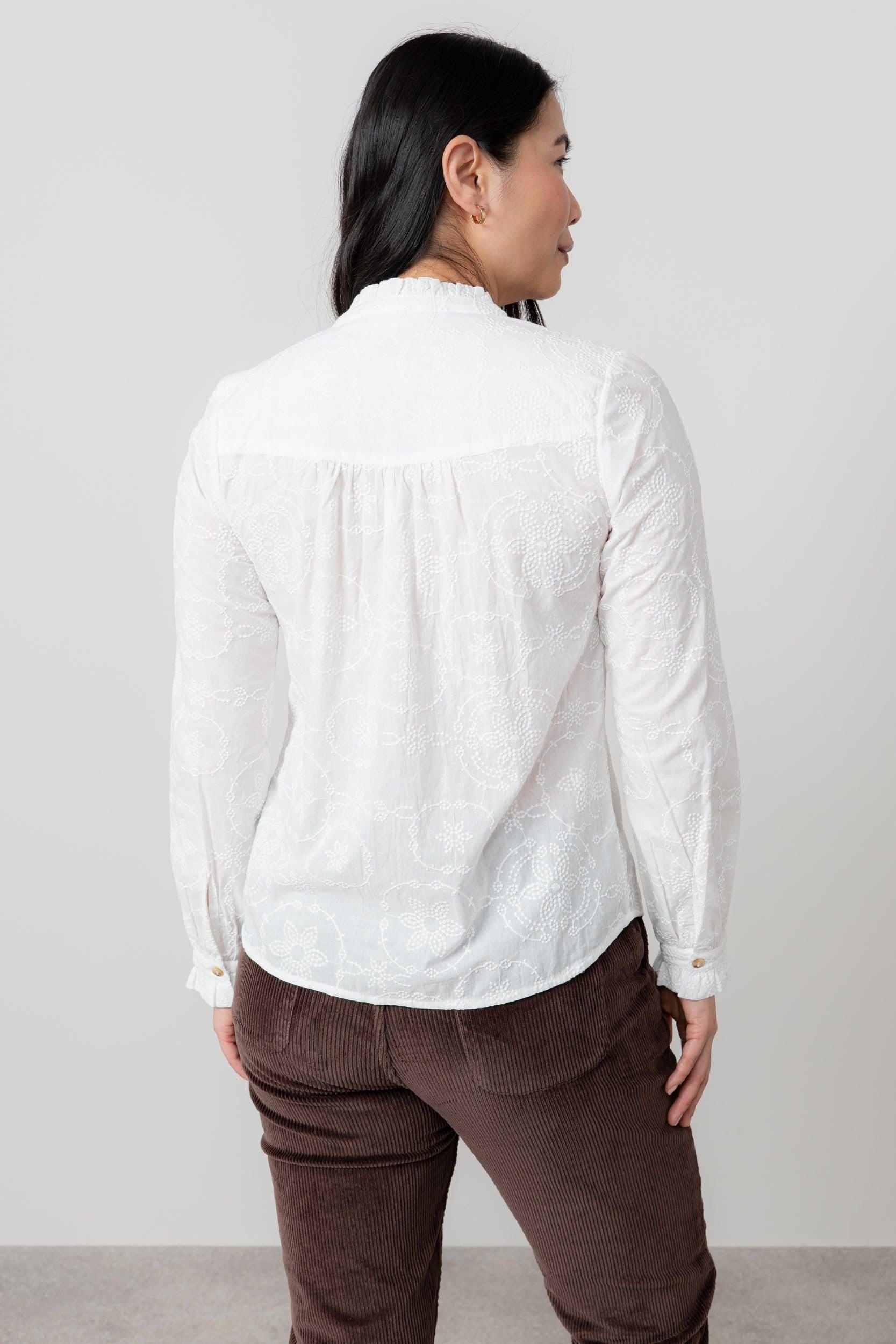 Lily & Me Lily & Me Women's Rachel Emroidered Cotton Long Sleeve Blouse in White - 4