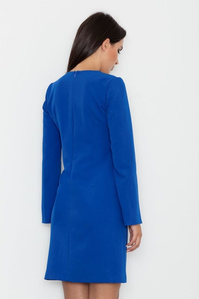 Love Lace Love Lace Women's Elegant Simple Cut Day Dress with Slits in Blue - 2