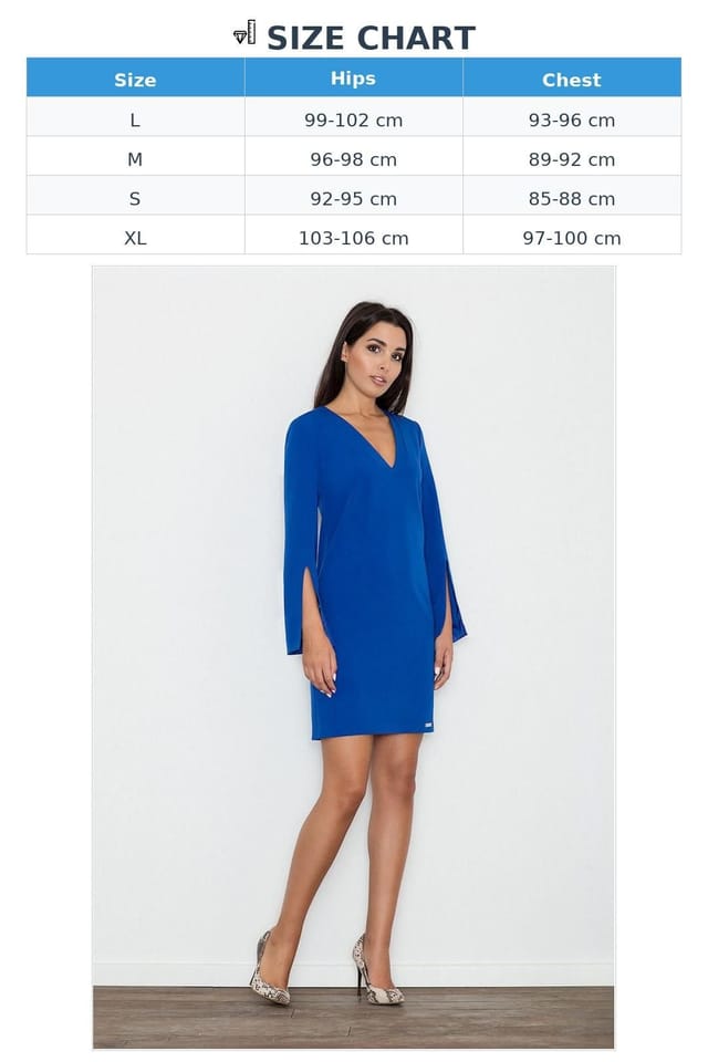 Love Lace Love Lace Women's Elegant Simple Cut Day Dress with Slits in Blue - 3
