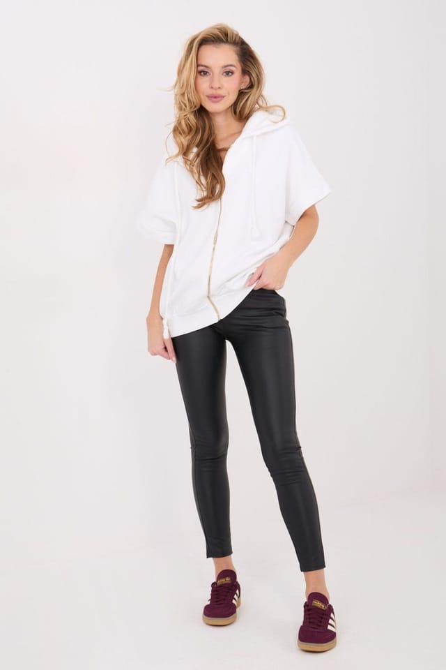Love Lace Love Lace Women's Hooded Zip Cotton Elastane Sweatshirt in White - 2