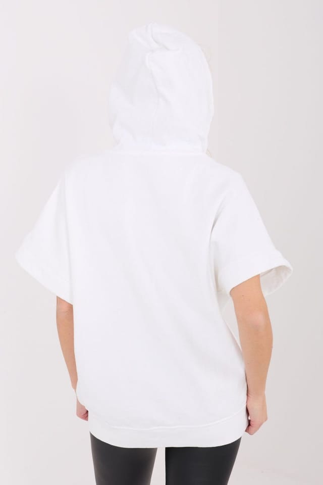 Love Lace Love Lace Women's Hooded Zip Cotton Elastane Sweatshirt in White - 3