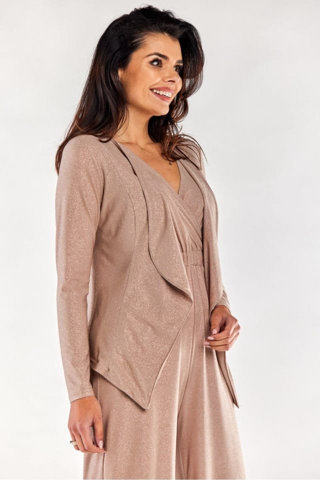 Love Lace Love Lace Women's Polish Loose Fit Long Sleeve Unlined Jacket in Beige - 2