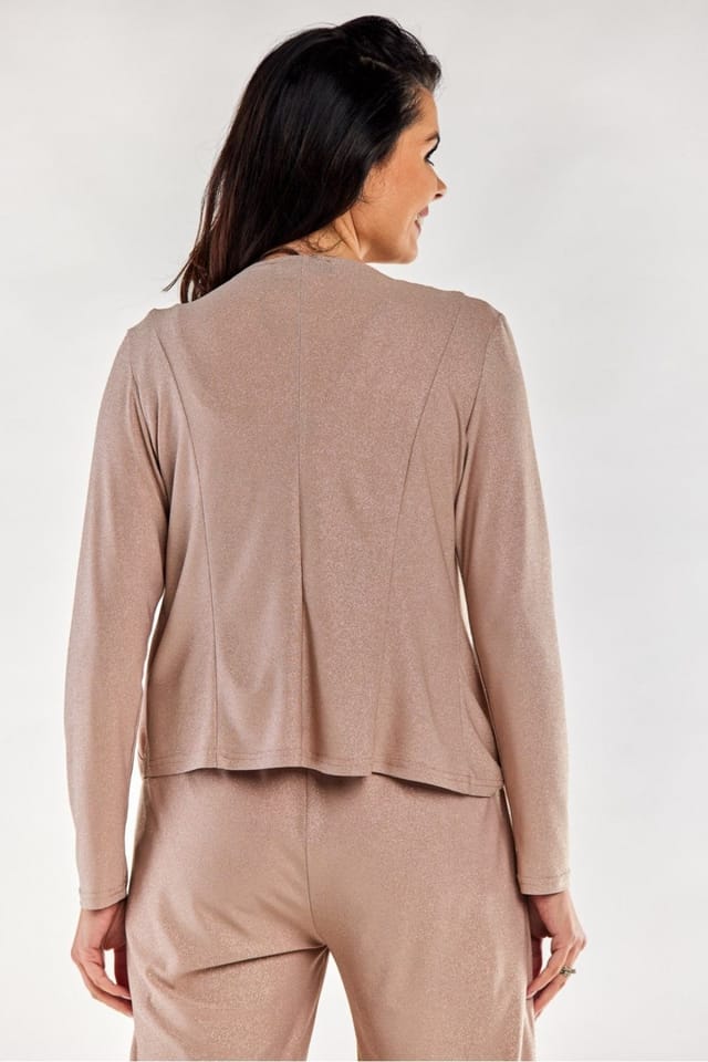 Love Lace Love Lace Women's Polish Loose Fit Long Sleeve Unlined Jacket in Beige - 3