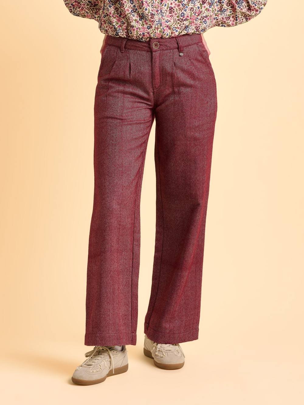Brakeburn Brakeburn Women's Burgundy Neve Trouser - 3