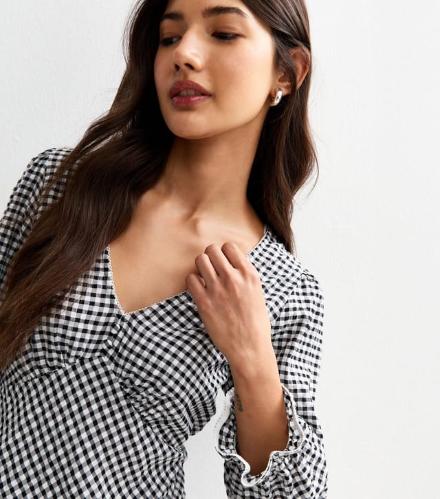 New Look Women's Black Gingham V-Neck Mini Dress New Look - 3