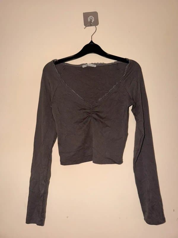Bershka Grey Bershka Long Sleeve Top